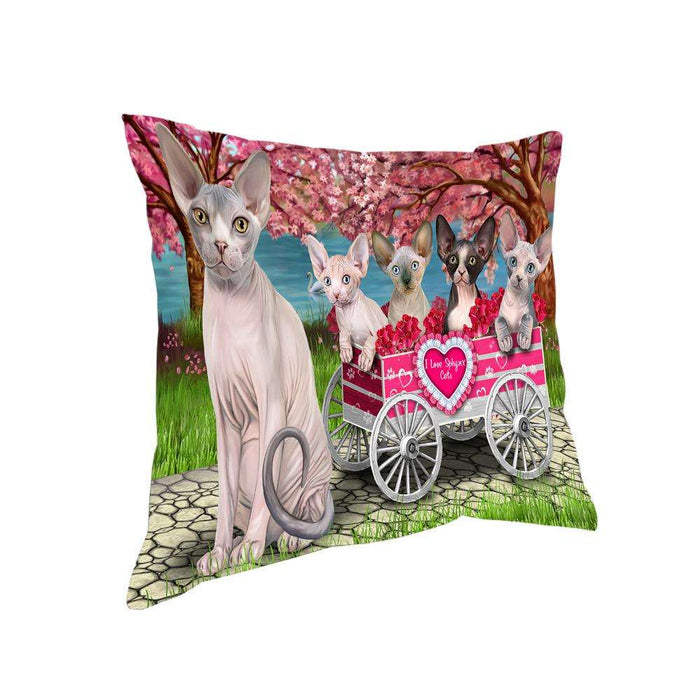 I Love Sphynx Cats Cat in a Cart Pillow PIL63192