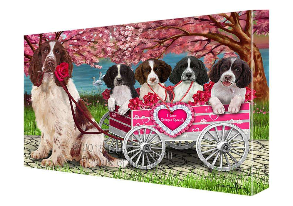 I Love Springer Spaniels Dog in a Cart Canvas Print Wall Art Décor CVS105767