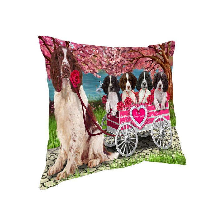 I Love Springer Spaniels Dog in a Cart Pillow PIL73476