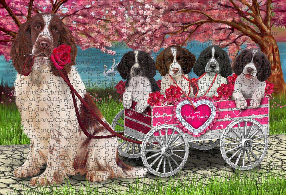 I Love Springer Spaniels Dog in a Cart Puzzle with Photo Tin PUZL84008