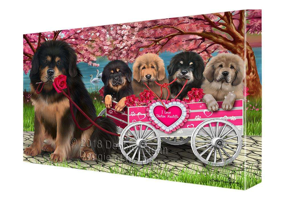 I Love Tibetan Mastiffs Dog in a Cart Canvas Print Wall Art Décor CVS105776