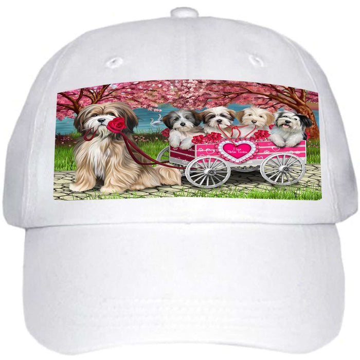 I Love Tibetan Terriers Dog in a Cart Ball Hat Cap HAT48165