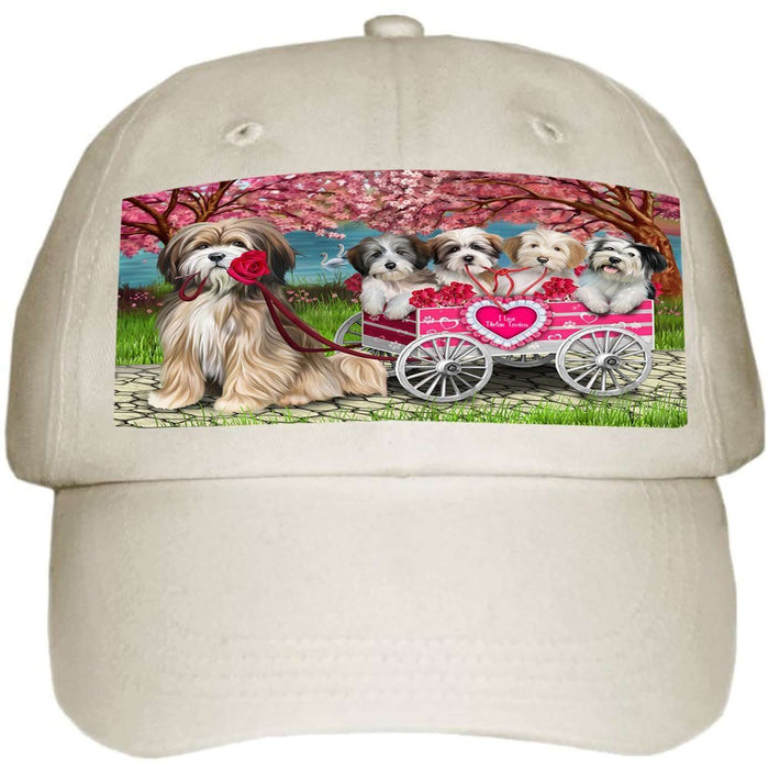 I Love Tibetan Terriers Dog in a Cart Ball Hat Cap HAT48165