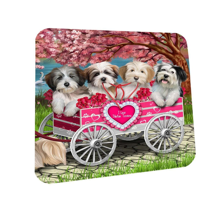 I Love Tibetan Terriers Dog in a Cart Coasters Set of 4 CST48103