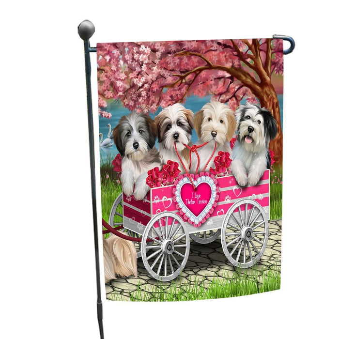 I Love Tibetan Terriers Dog in a Cart Garden Flag GFLG48102