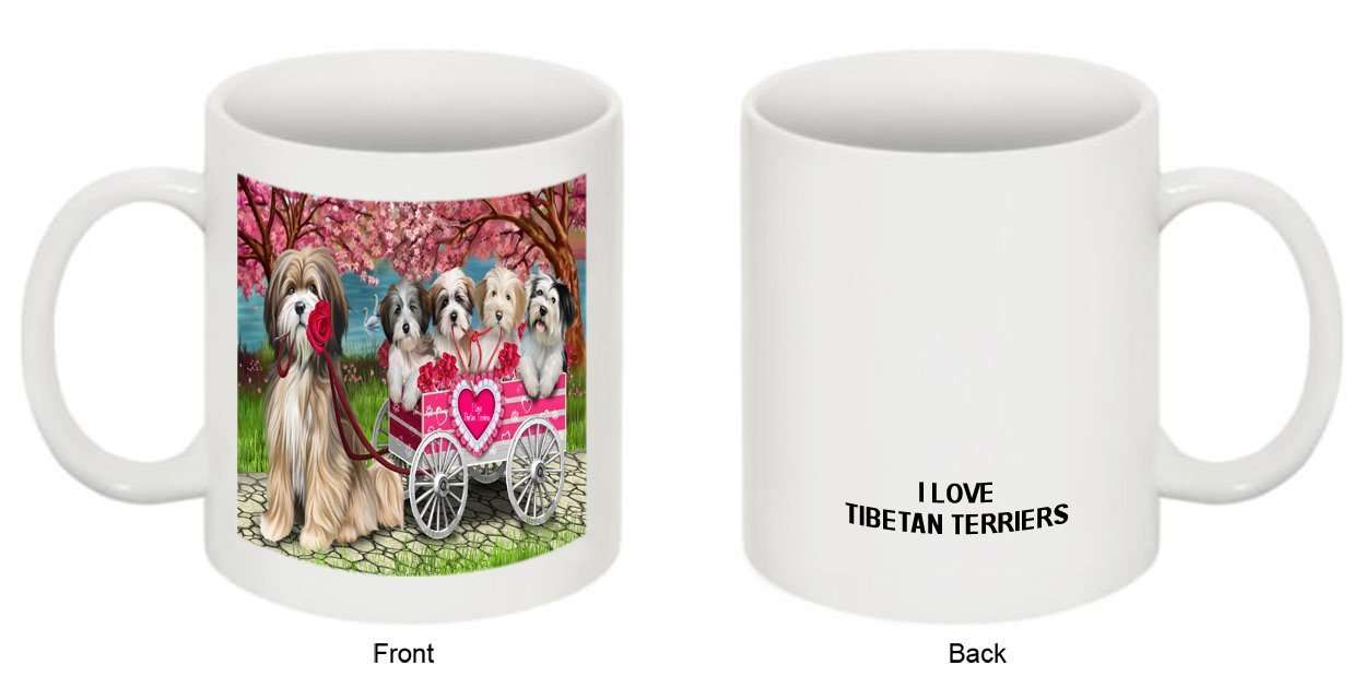 I Love Tibetan Terriers Dog in a Cart Mug MUG48144