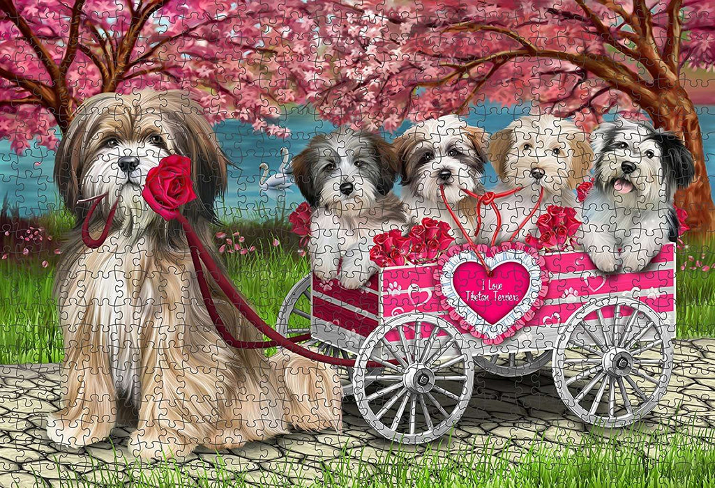 I Love Tibetan Terriers Dog in a Cart Puzzle with Photo Tin PUZL48285