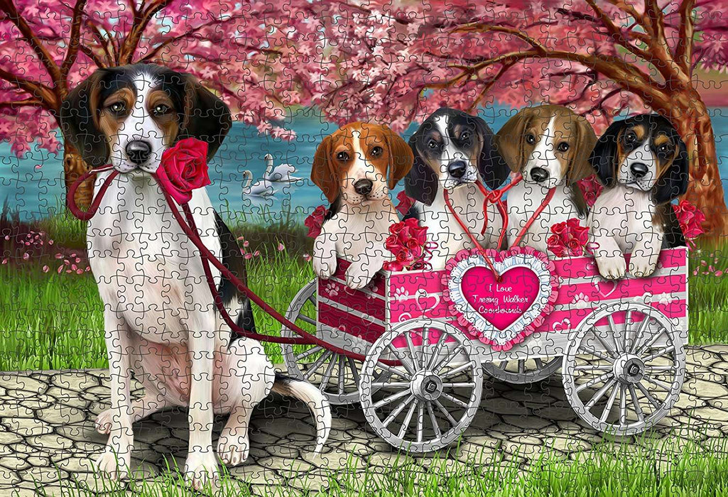 I Love Treeing Walker Coonhound Cart Dogs Puzzle with Photo Tin PUZL1458