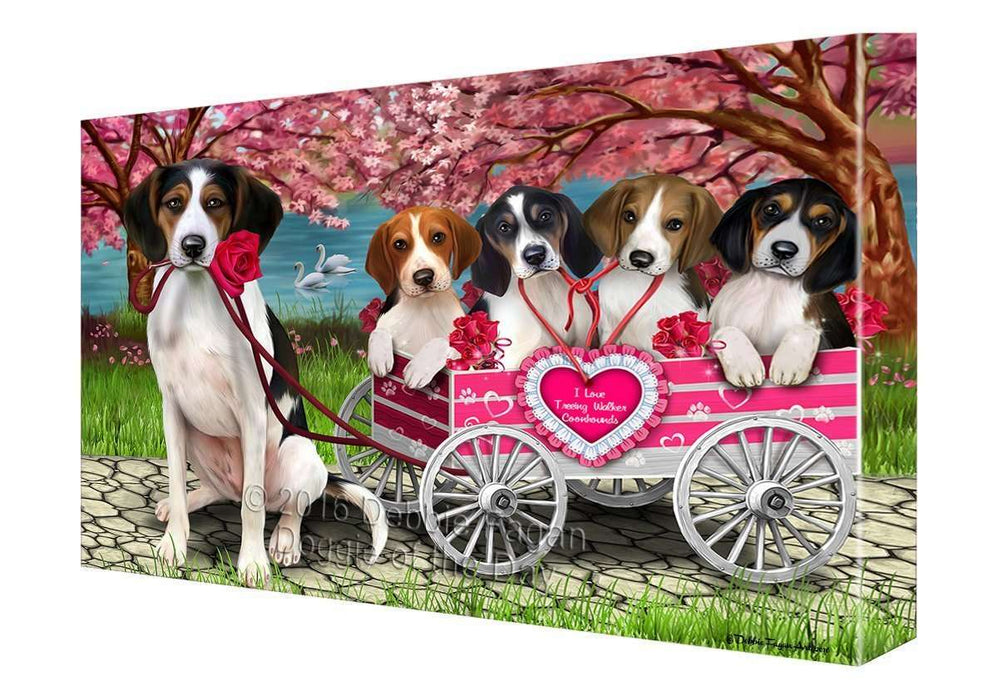 I Love Treeing Walker Coonhound Dogs in a Cart Canvas Wall Art