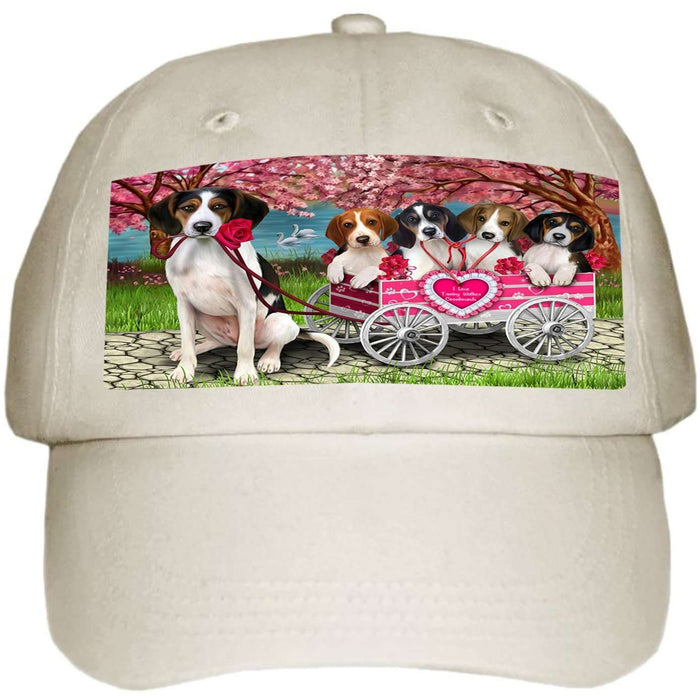 I Love Treeing Walker Coonhounds Dog in a Cart Ball Hat Cap HAT49518