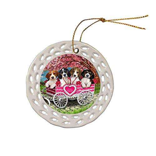 I Love Treeing Walker Coonhounds Dog in a Cart Ceramic Doily Ornament DPOR48537