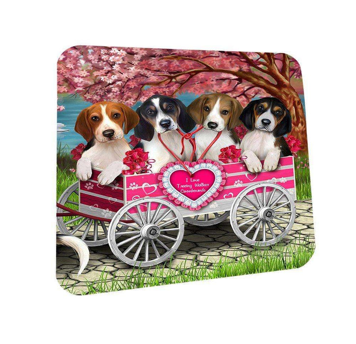 I Love Treeing Walker Coonhounds Dog in a Cart Coasters Set of 4 CST48554
