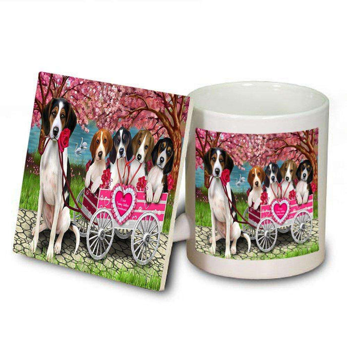 I Love Treeing Walker Coonhounds Dog in a Cart Mug and Coaster Set MUC48587