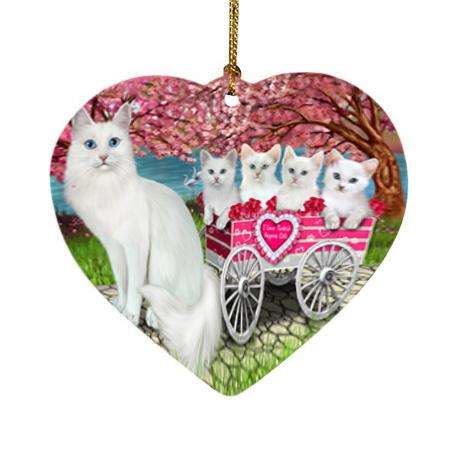 I Love Turkish Angora Cats in a Cart Heart Christmas Ornament HPOR54215