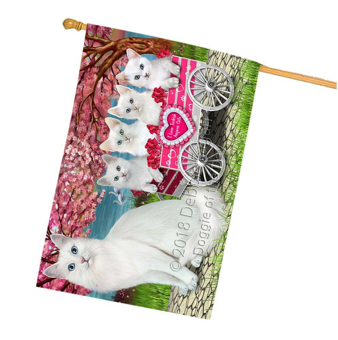 I Love Turkish Angora Cats in a Cart House Flag FLG54413