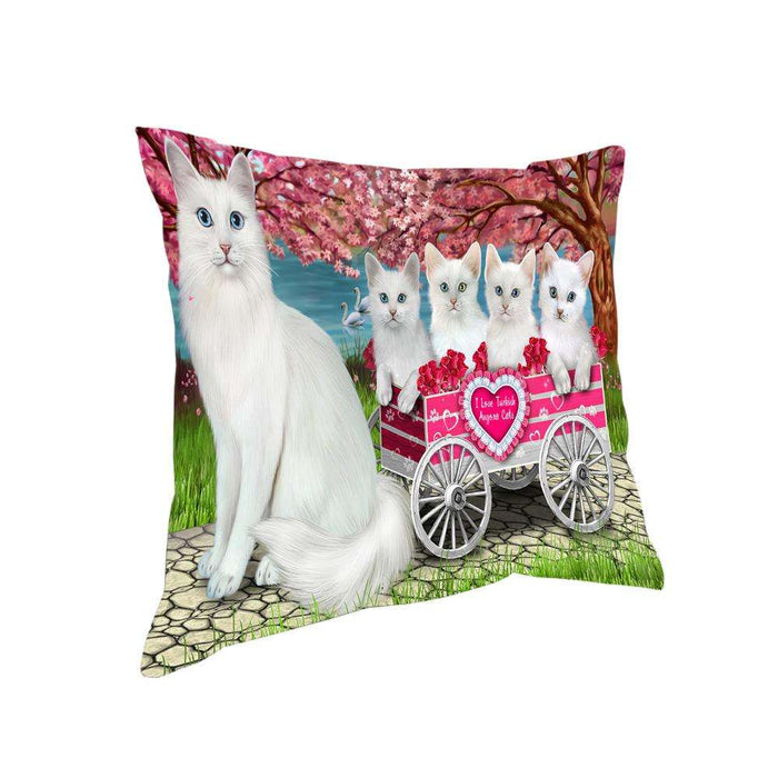I Love Turkish Angora Cats in a Cart Pillow PIL73484