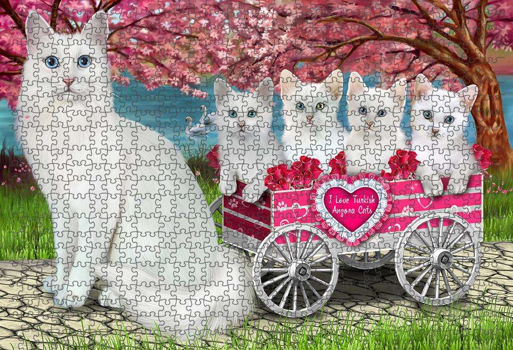 I Love Turkish Angora Cats in a Cart Puzzle with Photo Tin PUZL84016