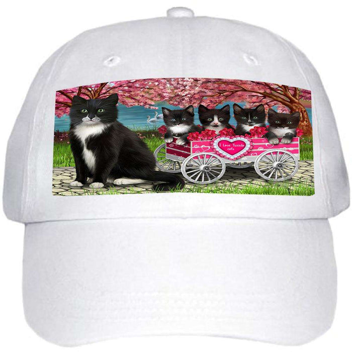 I Love Tuxedo Cats Cat in a Cart Ball Hat Cap HAT58857