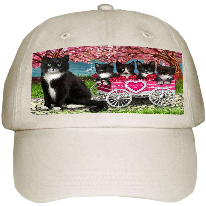I Love Tuxedo Cats Cat in a Cart Ball Hat Cap HAT58857