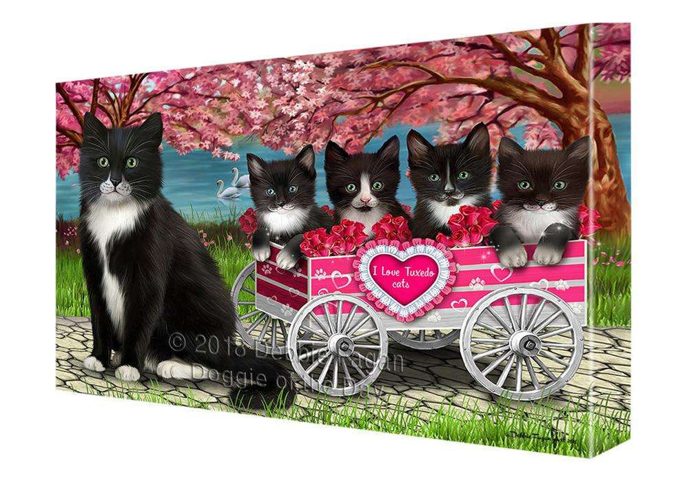 I Love Tuxedo Cats Cat in a Cart Canvas Print Wall Art Décor CVS82637