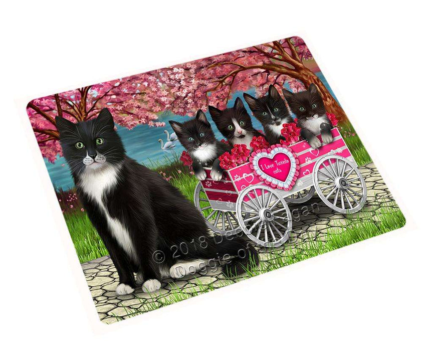 I Love Tuxedo Cats Cat in a Cart Cutting Board C59373