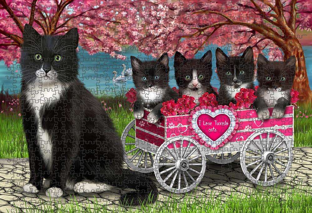 I Love Tuxedo Cats Cat in a Cart Puzzle with Photo Tin PUZL59211