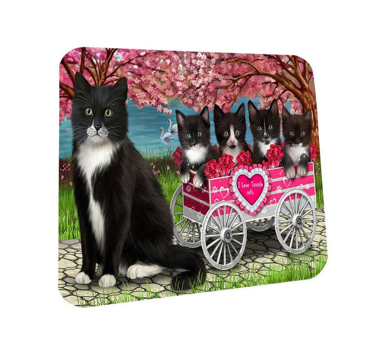 I Love Tuxedo Cats in a Cart Coasters Set of 4 CST51667