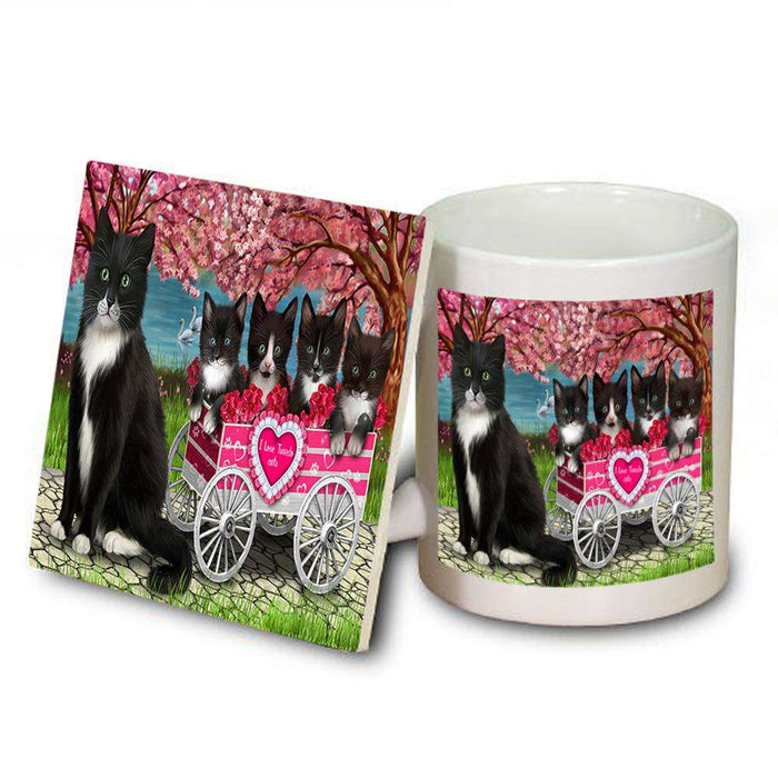 I Love Tuxedo Cats in a Cart Mug and Coaster Set MUC51700