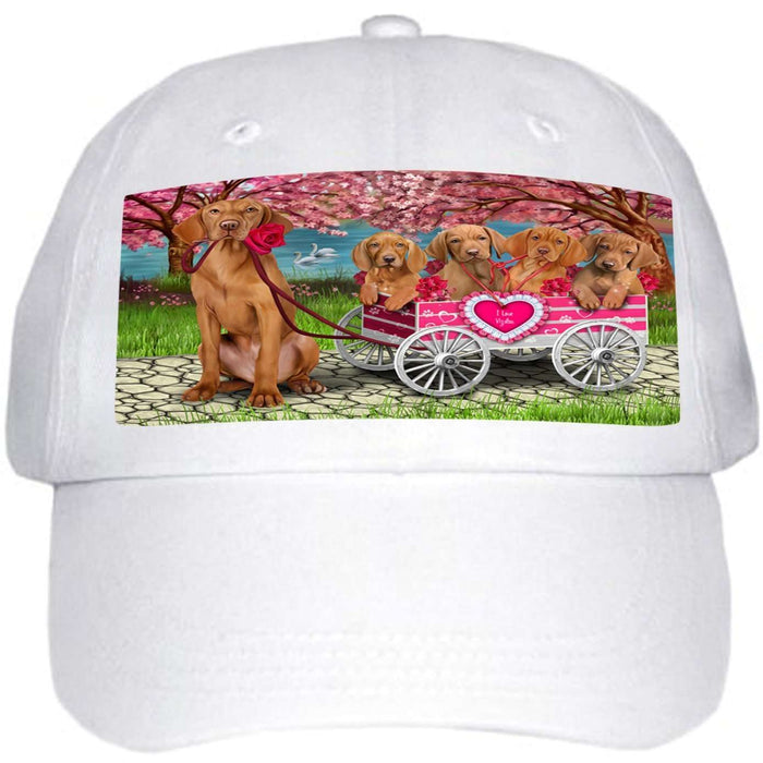 I Love Vizsla Dogs in a Cart Ball Hat Cap