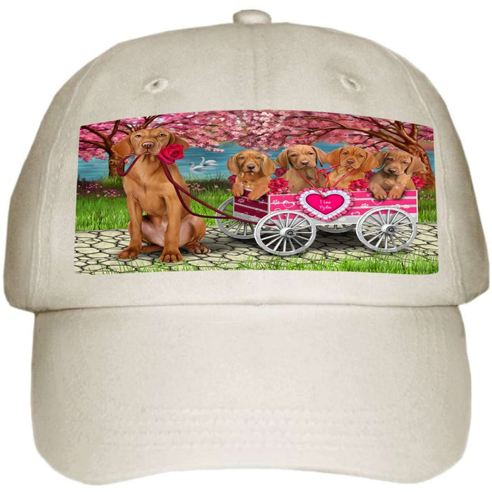 I Love Vizsla Dogs in a Cart Ball Hat Cap