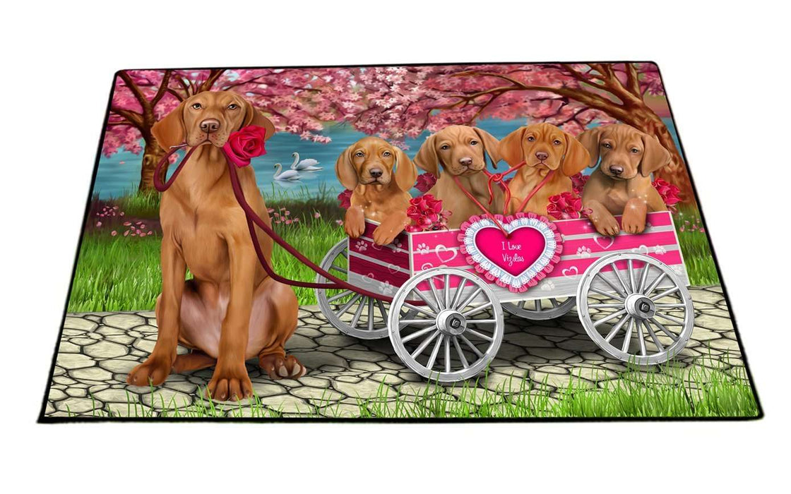 I Love Vizsla Dogs in a Cart Indoor/Outdoor Floormat