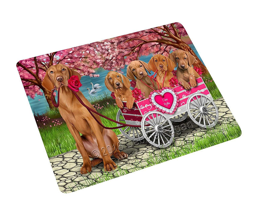 I Love Vizsla Dogs in a Cart Tempered Cutting Board (Small)