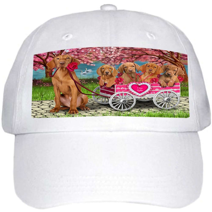 I Love Vizslas Dog in a Cart Ball Hat Cap HAT49521