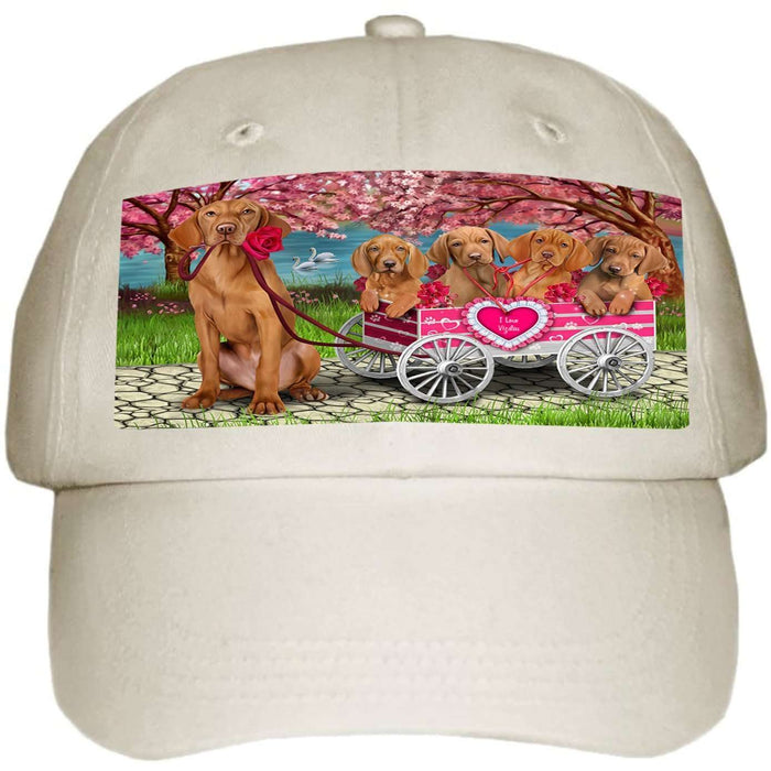 I Love Vizslas Dog in a Cart Ball Hat Cap HAT49521