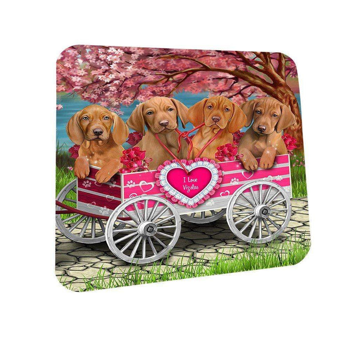 I Love Vizslas Dog in a Cart Coasters Set of 4 CST48555