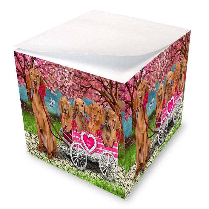I Love Vizslas Dog in a Cart Note Cube NOC48596