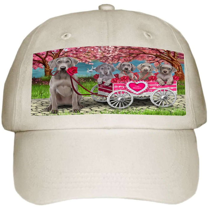I Love Weimaraners Dog in a Cart Ball Hat Cap HAT48168
