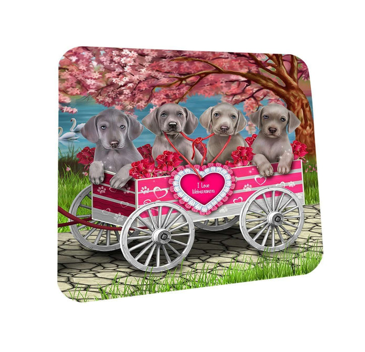 I Love Weimaraners Dog in a Cart Coasters Set of 4 CST48104