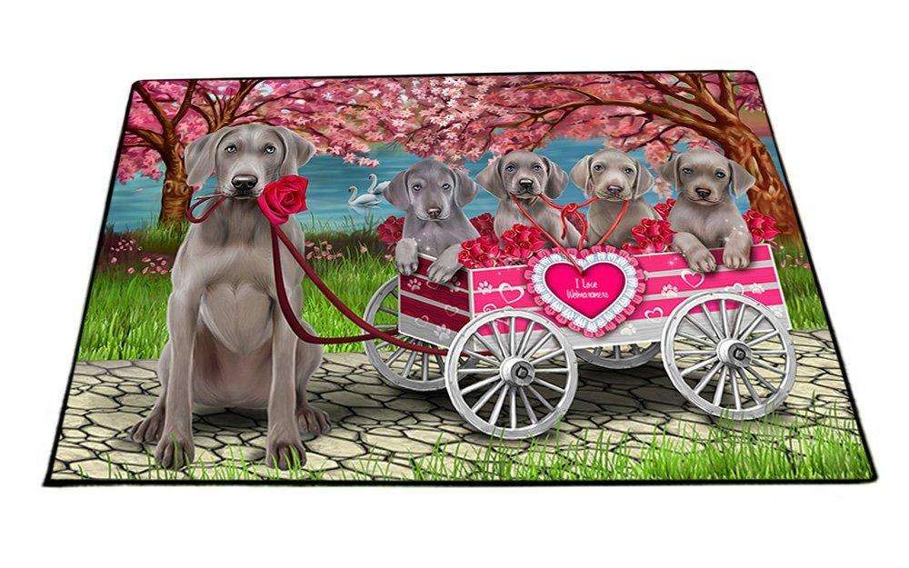 I Love Weimaraners Dog in a Cart Floormat FLMS48210