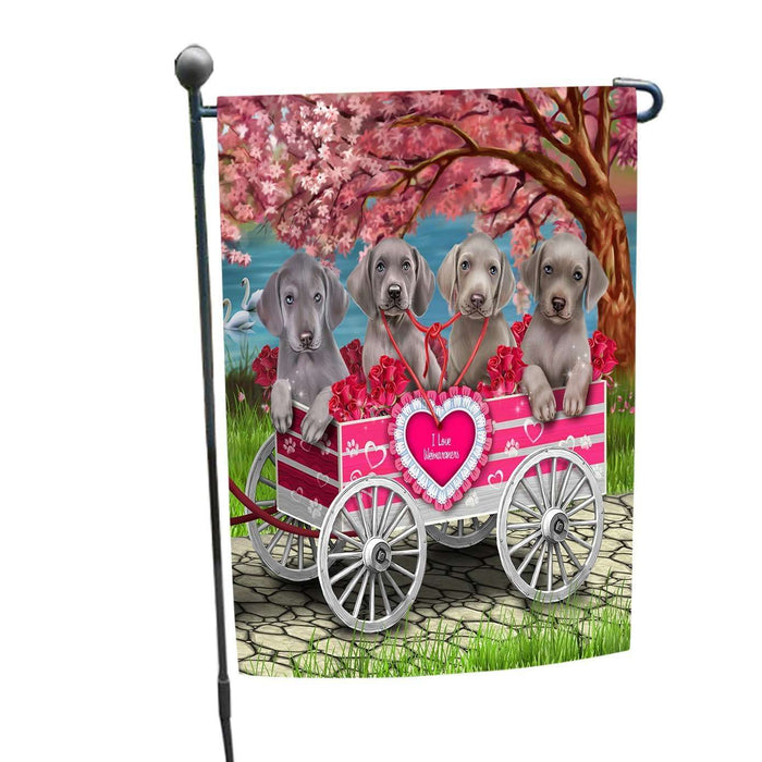 I Love Weimaraners Dog in a Cart Garden Flag GFLG48103
