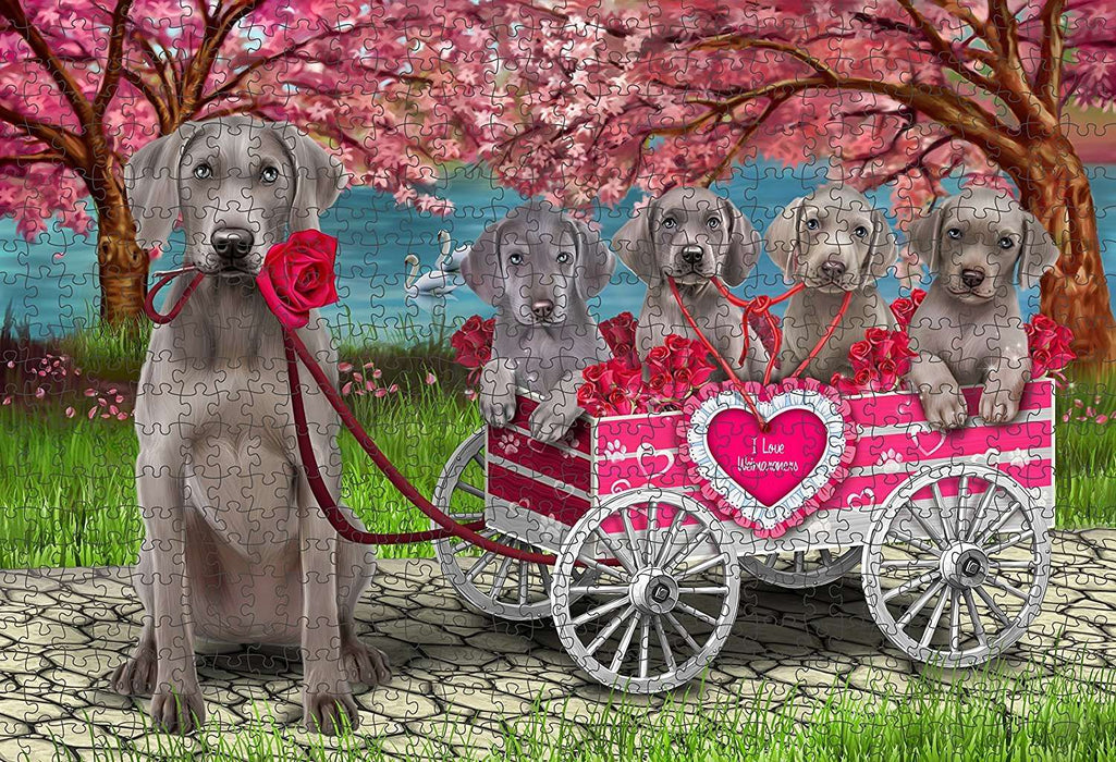 I Love Weimaraners Dog in a Cart Puzzle with Photo Tin PUZL48288