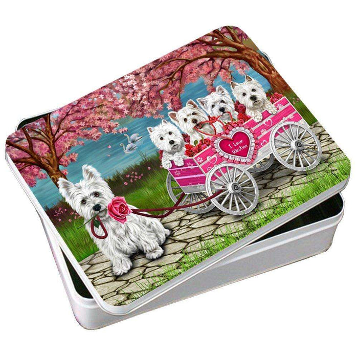 I Love Westies Dogs in a Cart Photo Storage Tin