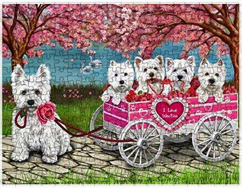 I Love Westies Dogs in a Cart Puzzle with Photo Tin