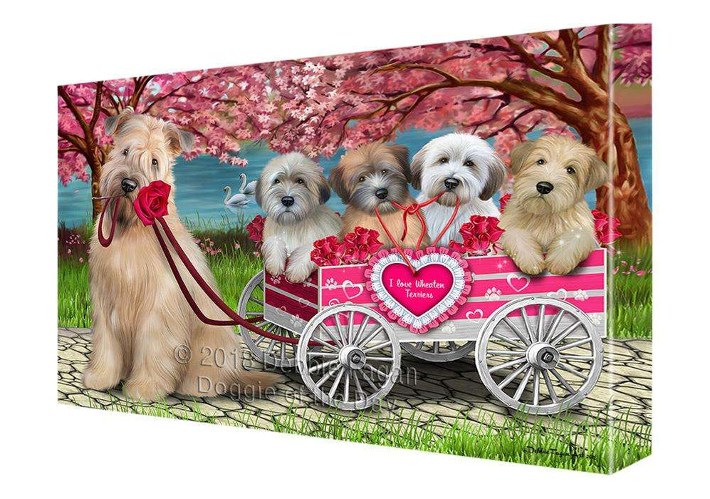 I Love Wheaten Terriers Dog Cat in a Cart Canvas Print Wall Art Décor CVS82646