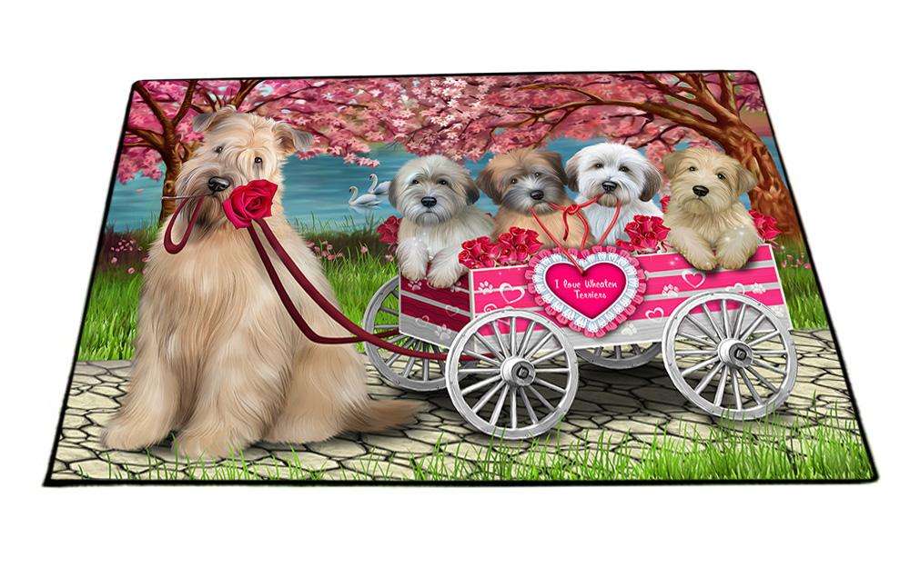 I Love Wheaten Terriers Dog Cat in a Cart Floormat FLMS51258