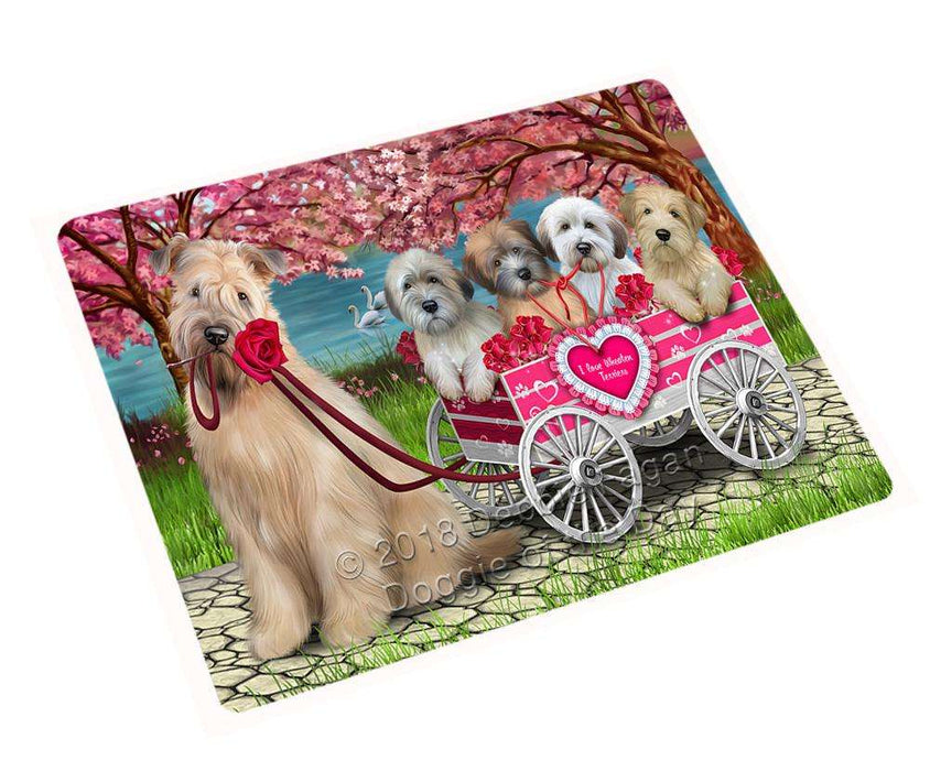 I Love Wheaten Terriers Dog Cat In A Cart Magnet Mini (3.5" x 2") MAG59376