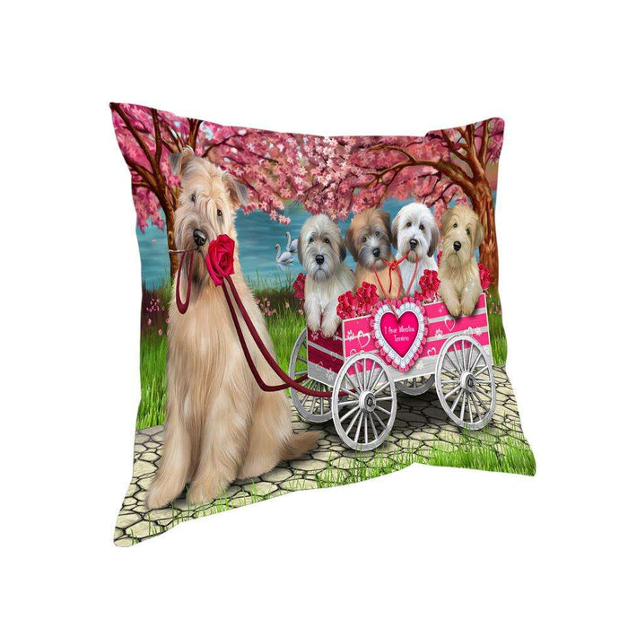 I Love Wheaten Terriers Dog Cat in a Cart Pillow PIL63200