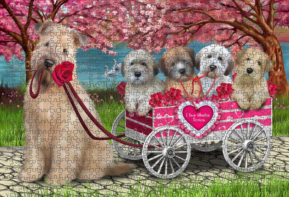 I Love Wheaten Terriers Dog Cat in a Cart Puzzle with Photo Tin PUZL59214