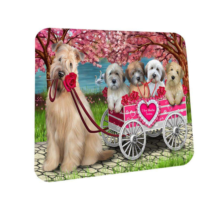 I Love Wheaten Terriers Dog in a Cart Coasters Set of 4 CST51668
