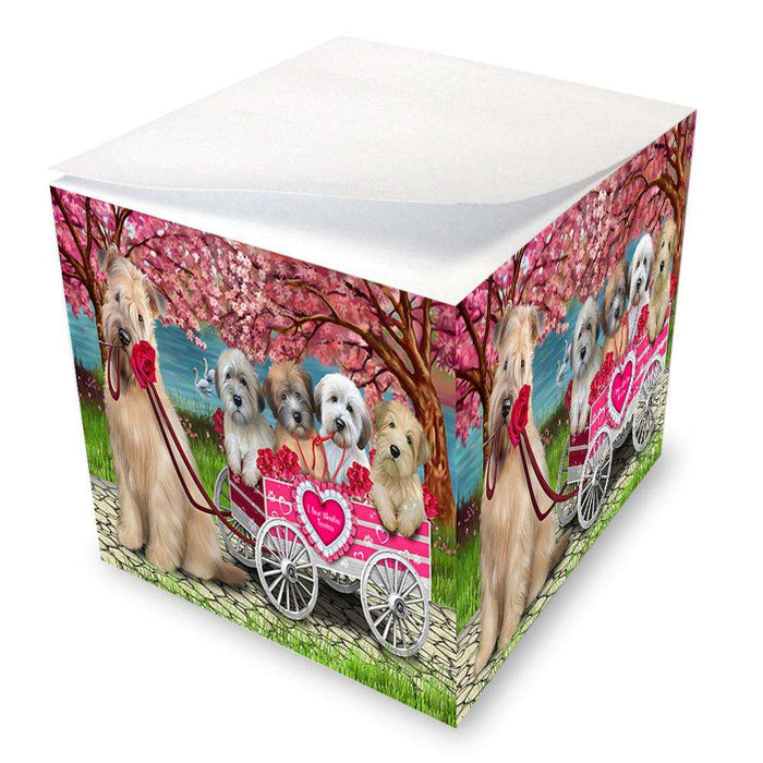 I Love Wheaten Terriers Dog in a Cart Note Cube NOC51709